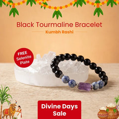 Artlesslife Wear Aquarius Kumbh Rashi Black Tourmaline Stone Bracelet