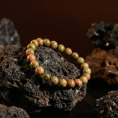 Artlesslife Genuine Unakite Stone Bracelet