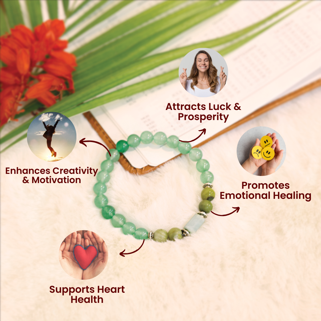 Artlesslife Gemini Mithun Rashi Green Aventurine Stone Bracelet