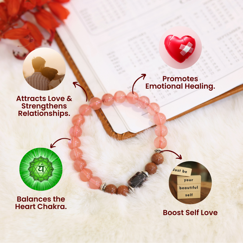 Artlesslife Scorpio Vrishchik Rashi Rose Quartz Stone Bracelet