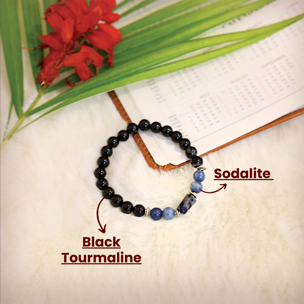 Artlesslife Aquarius Kumbh Rashi Black Tourmaline Stone Bracelet