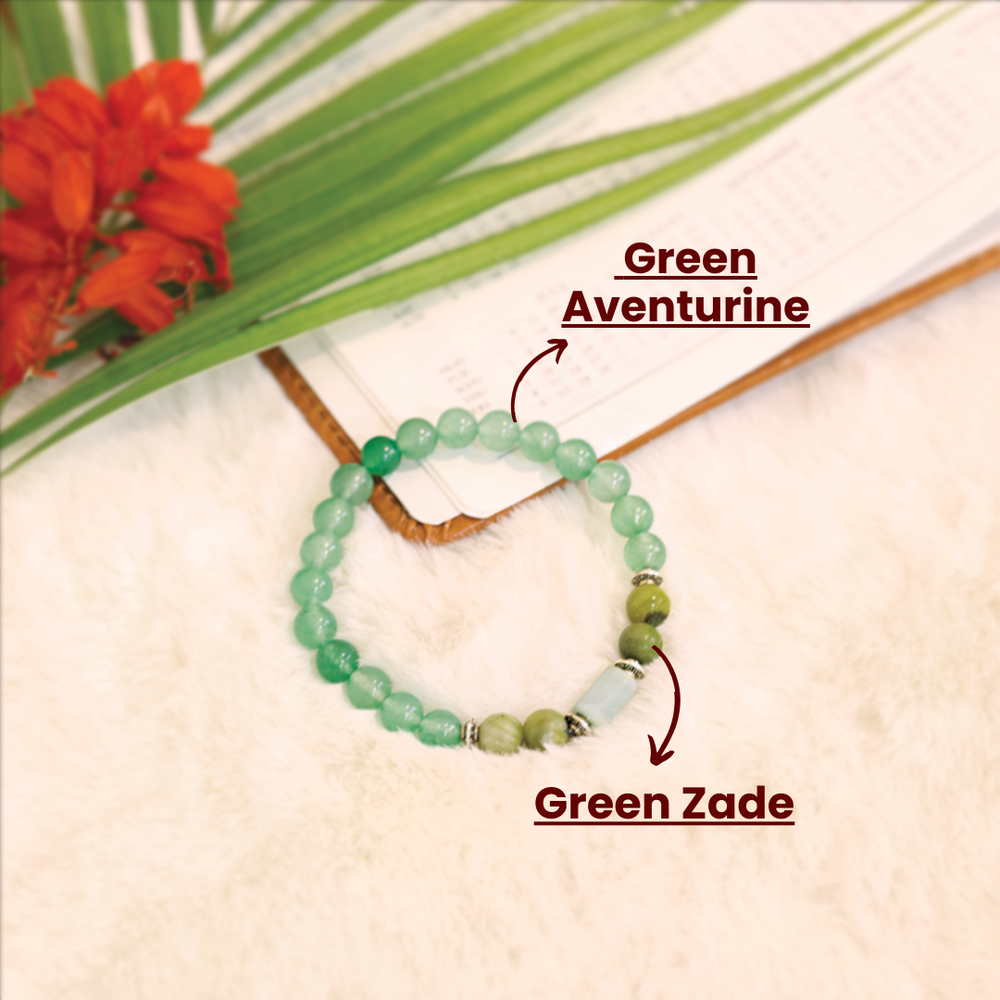 Artlesslife Gemini Mithun Rashi Green Aventurine Stone Bracelet
