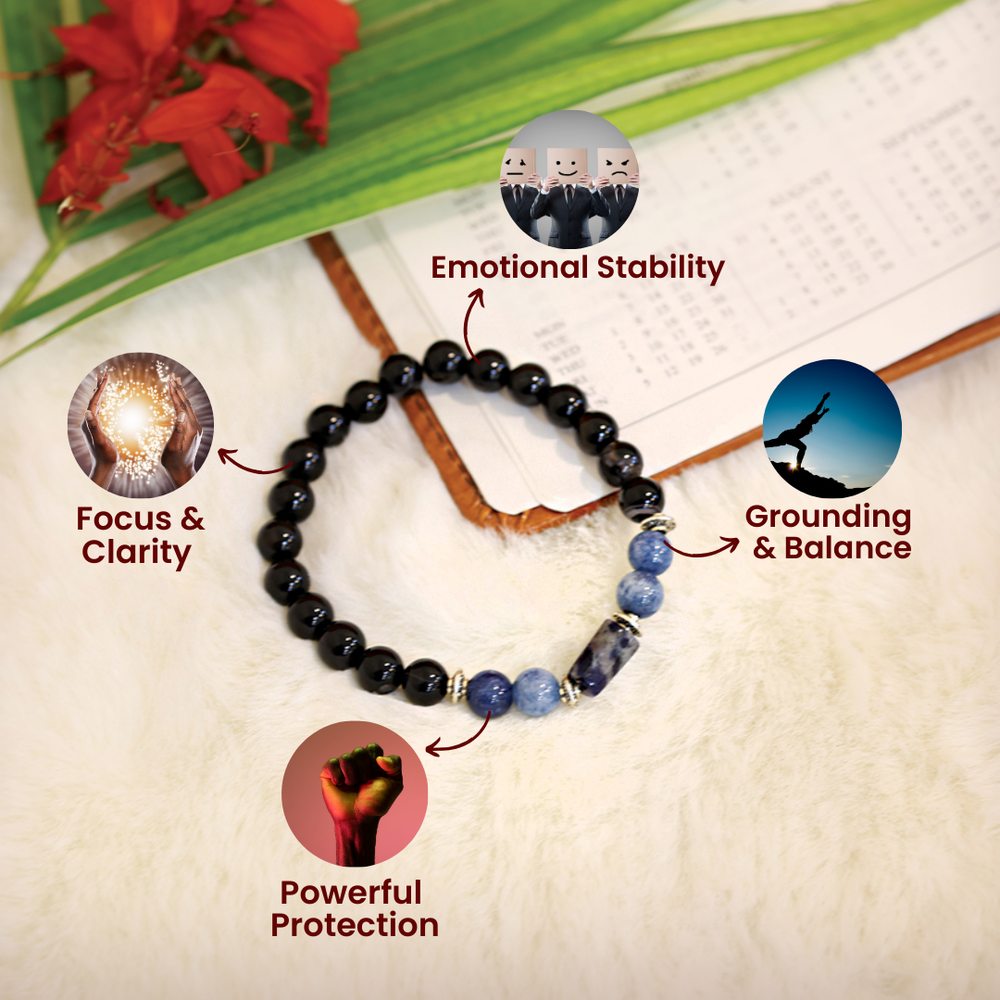 Artlesslife Aquarius Kumbh Rashi Black Tourmaline Stone Bracelet