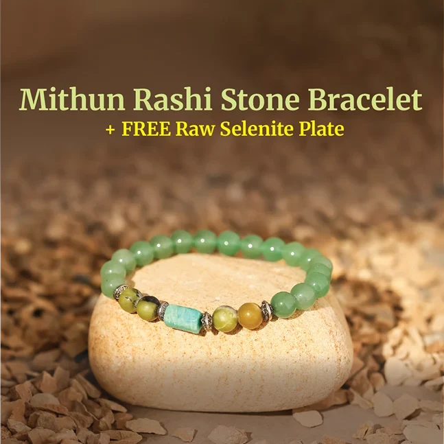 Artlesslife Gemini Mithun Rashi Green Aventurine Stone Bracelet
