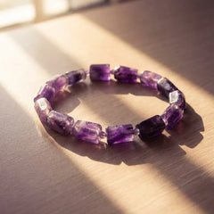Artlesslife Wear Genuine Amethyst Rectangular Stone Bracelet