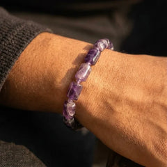 Artlesslife Wear Genuine Amethyst Rectangular Stone Bracelet