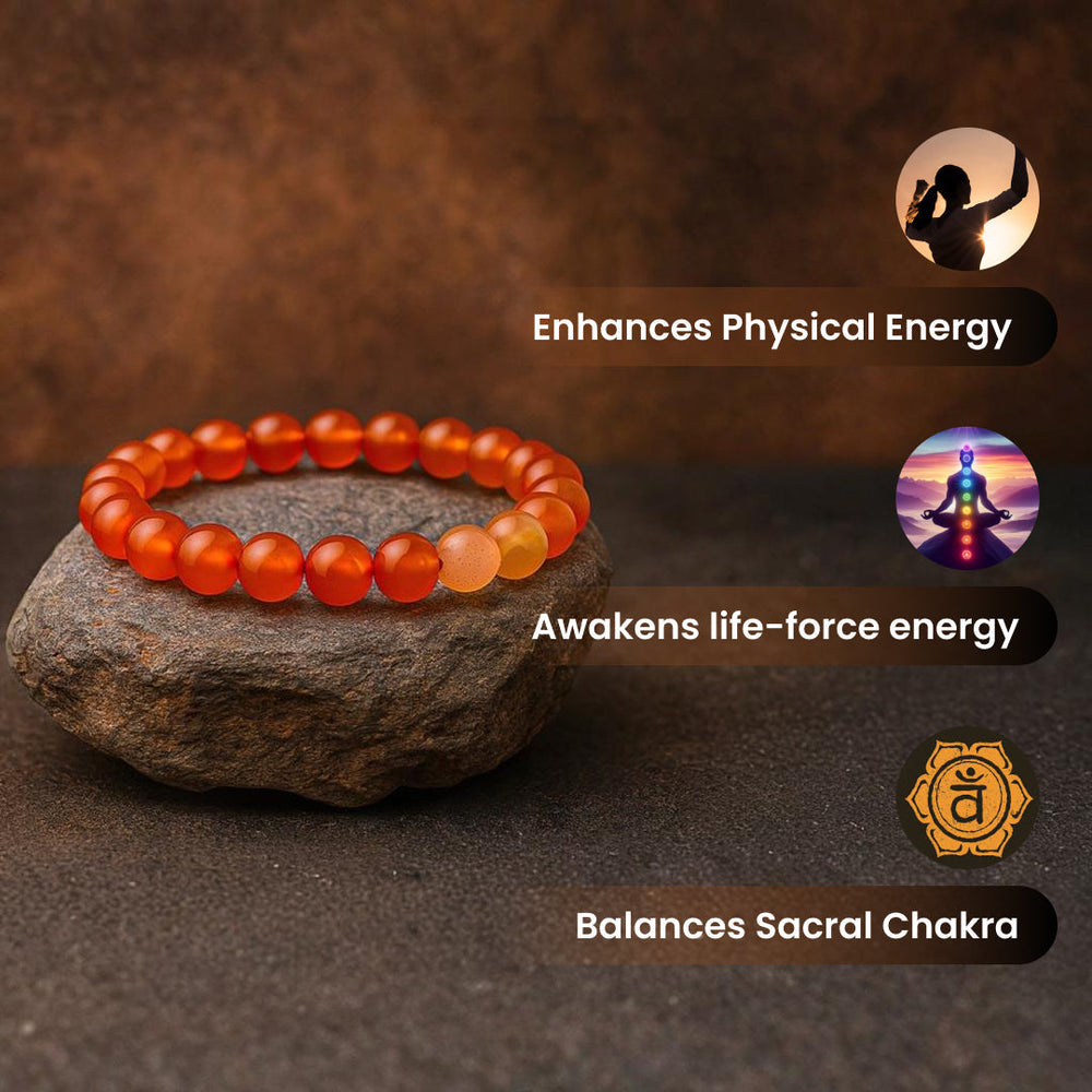 Artlesslife Genuine Carnelian Stone Bracelet