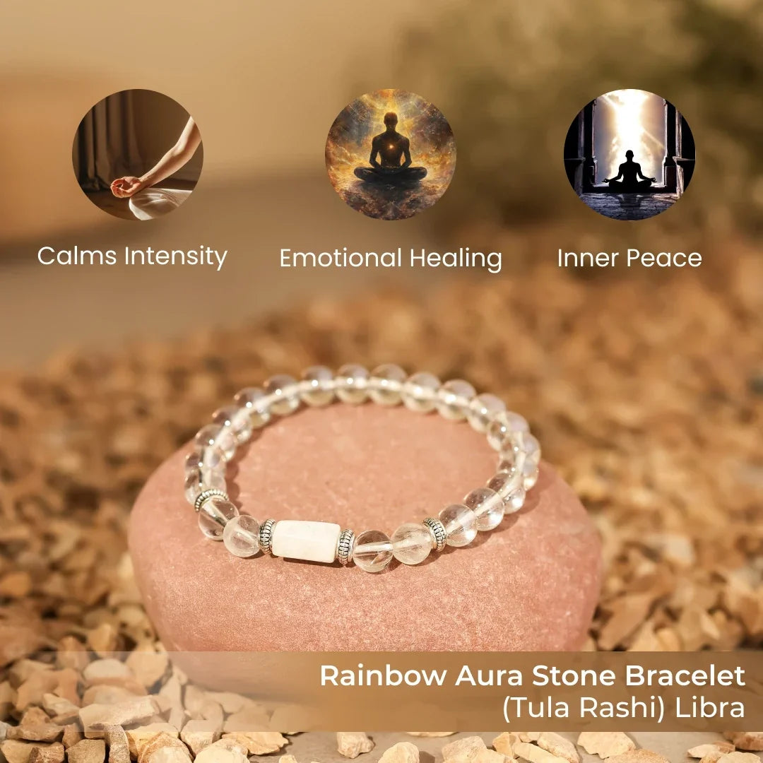 Artlesslife Wear Libra Tula Rashi Rainbow Aura Stone Bracelet