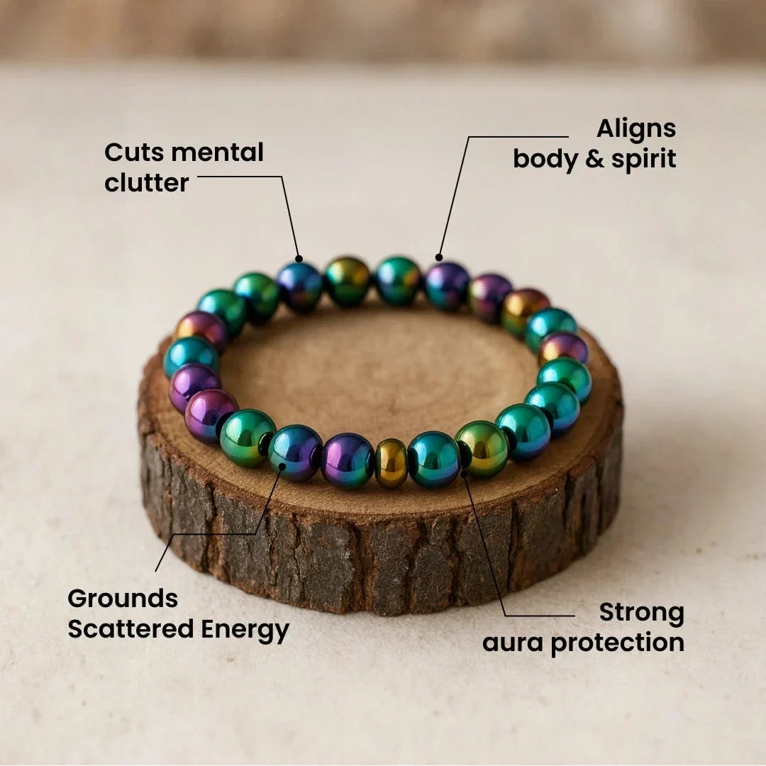 Artlesslife Genuine Hematite Aura Stone Bracelet