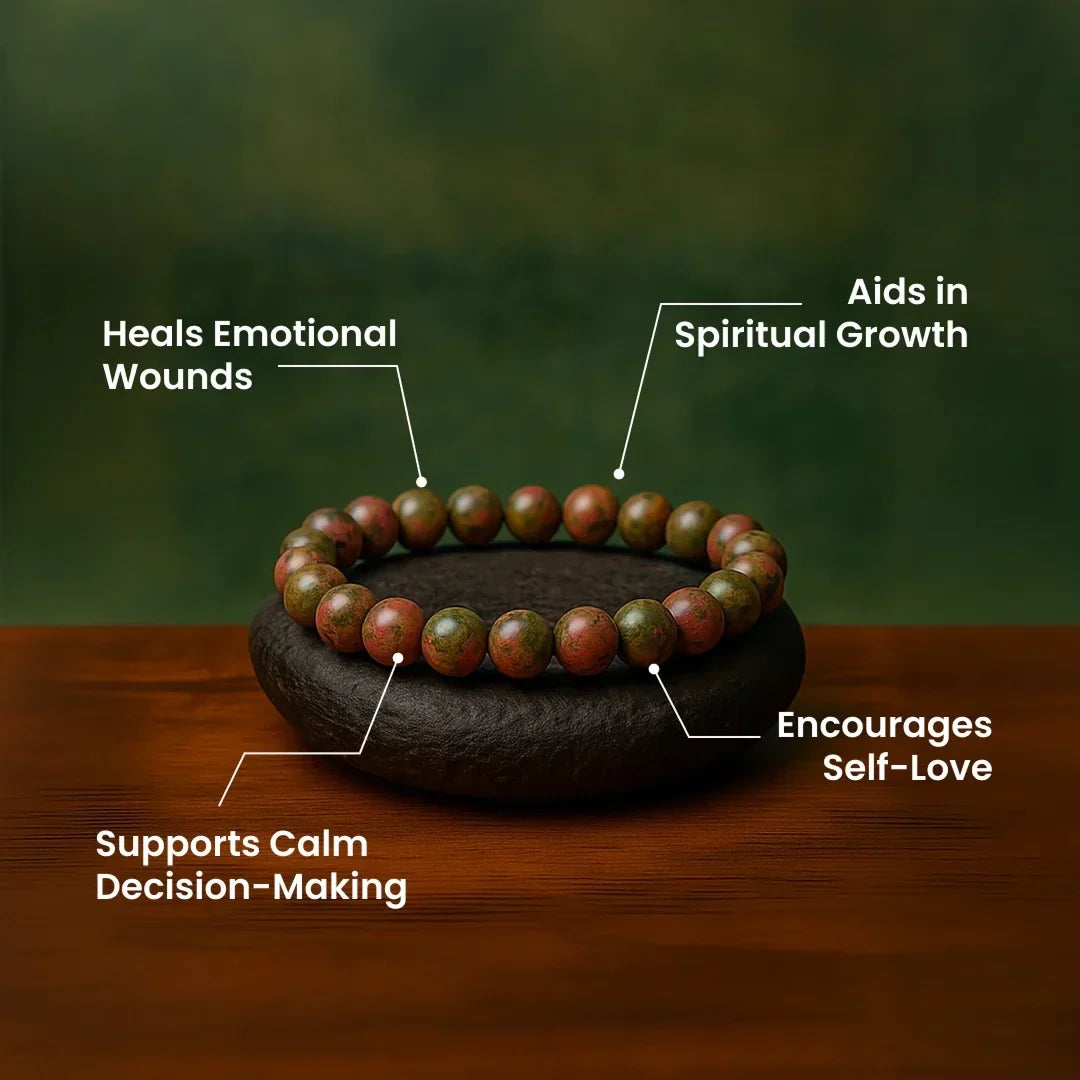 Artlesslife Genuine Unakite Stone Bracelet