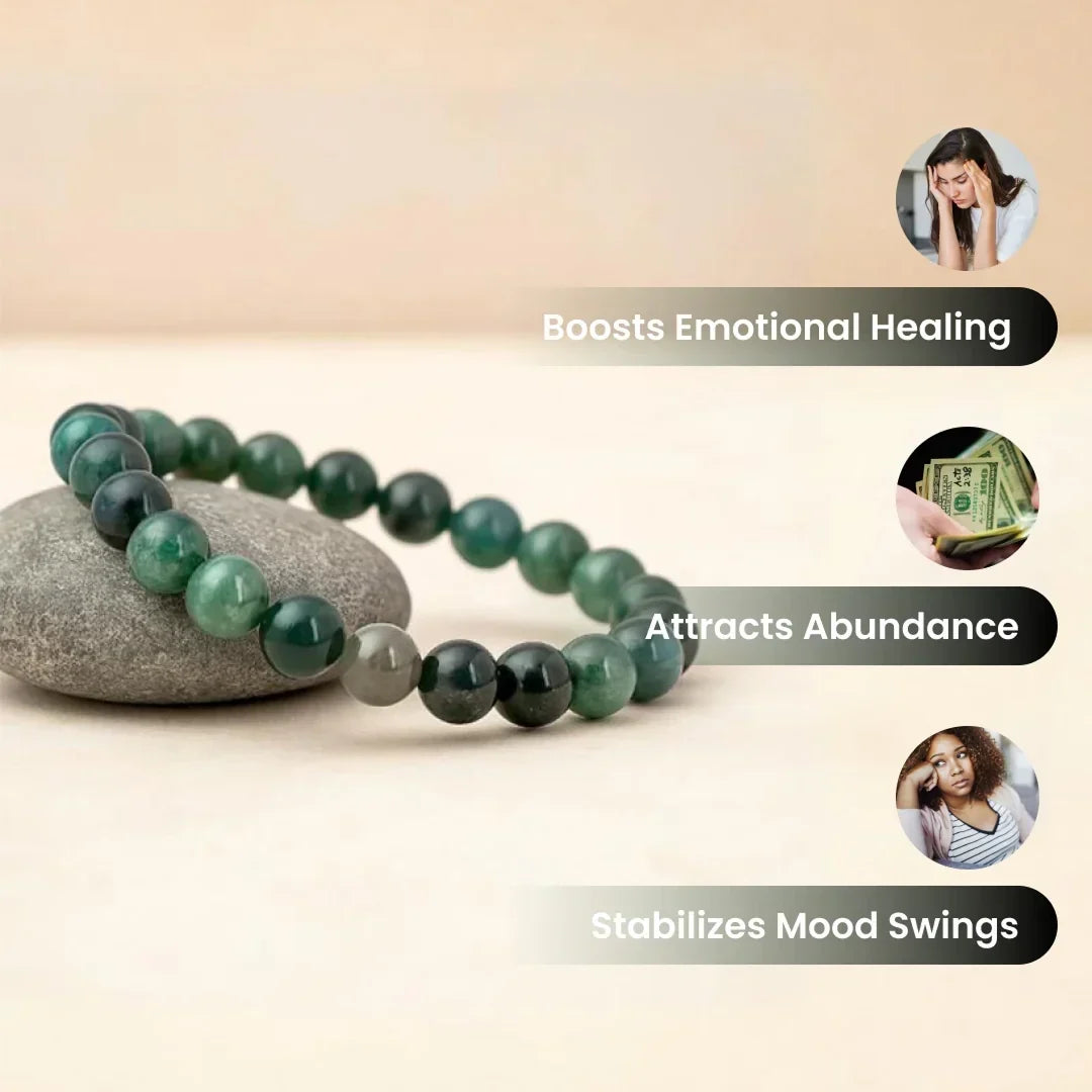 Artlesslife Genuine Moss Agate Stone Bracelet