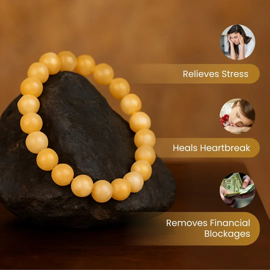 Artlesslife Genuine Yellow Calcite Stone Bracelet