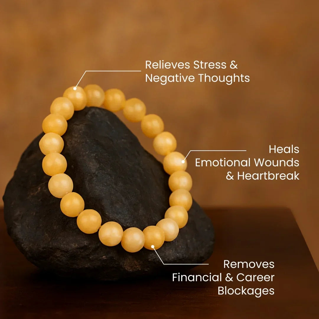 Artlesslife Genuine Yellow Calcite Stone Bracelet