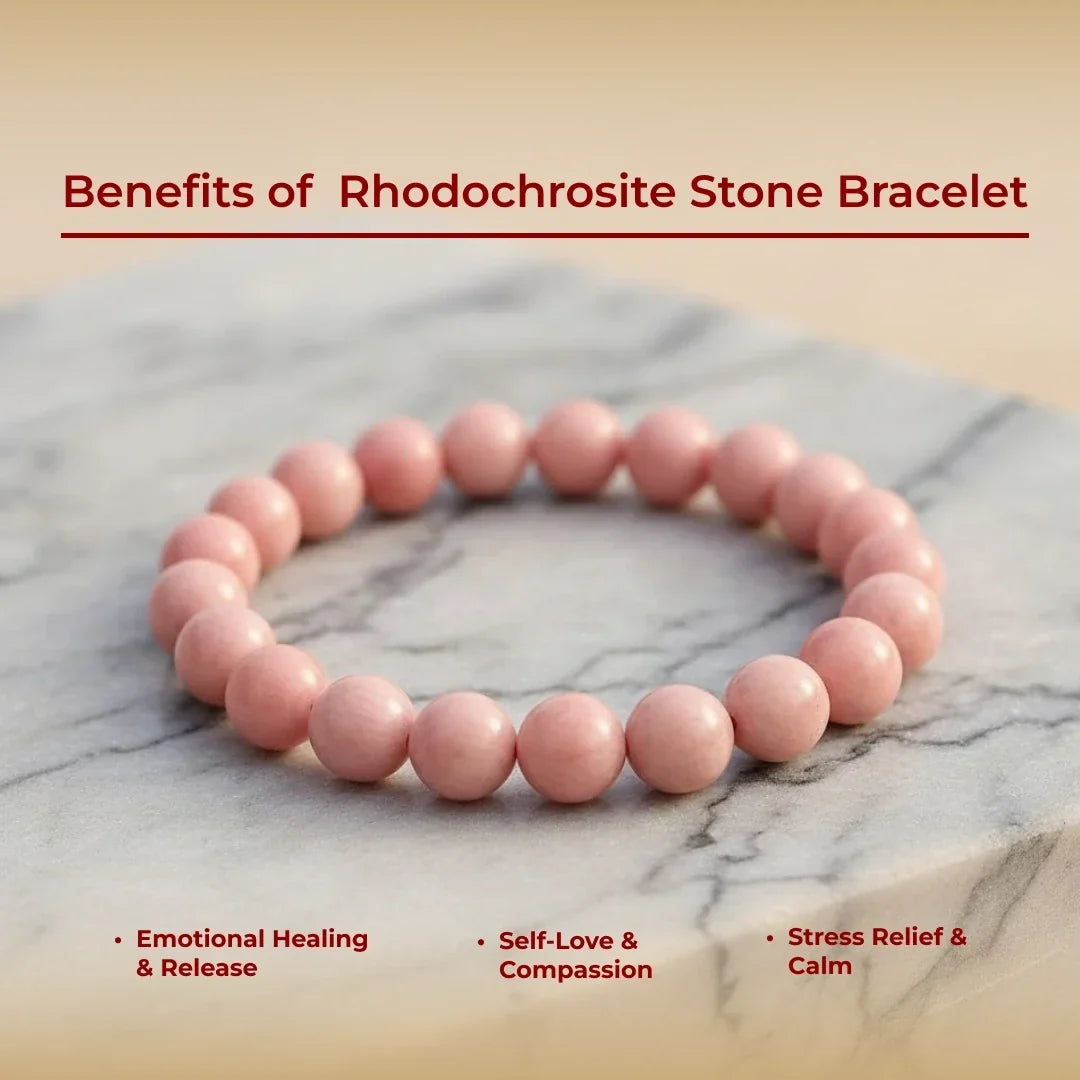 Artlesslife Genuine Rhodochrosite Stone Bracelet