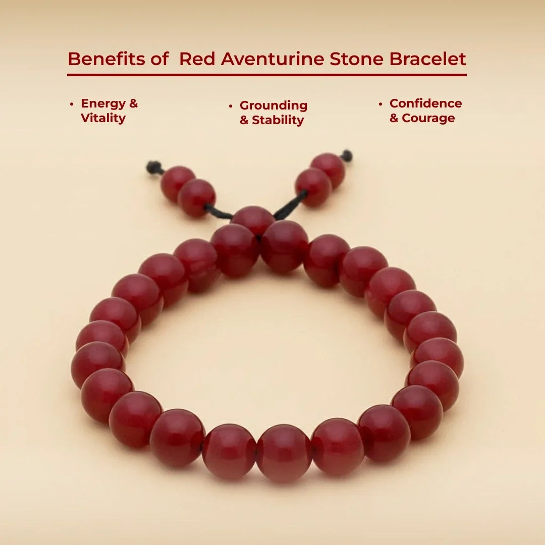 Artlesslife Genuine Red Aventurine Stone Bracelet