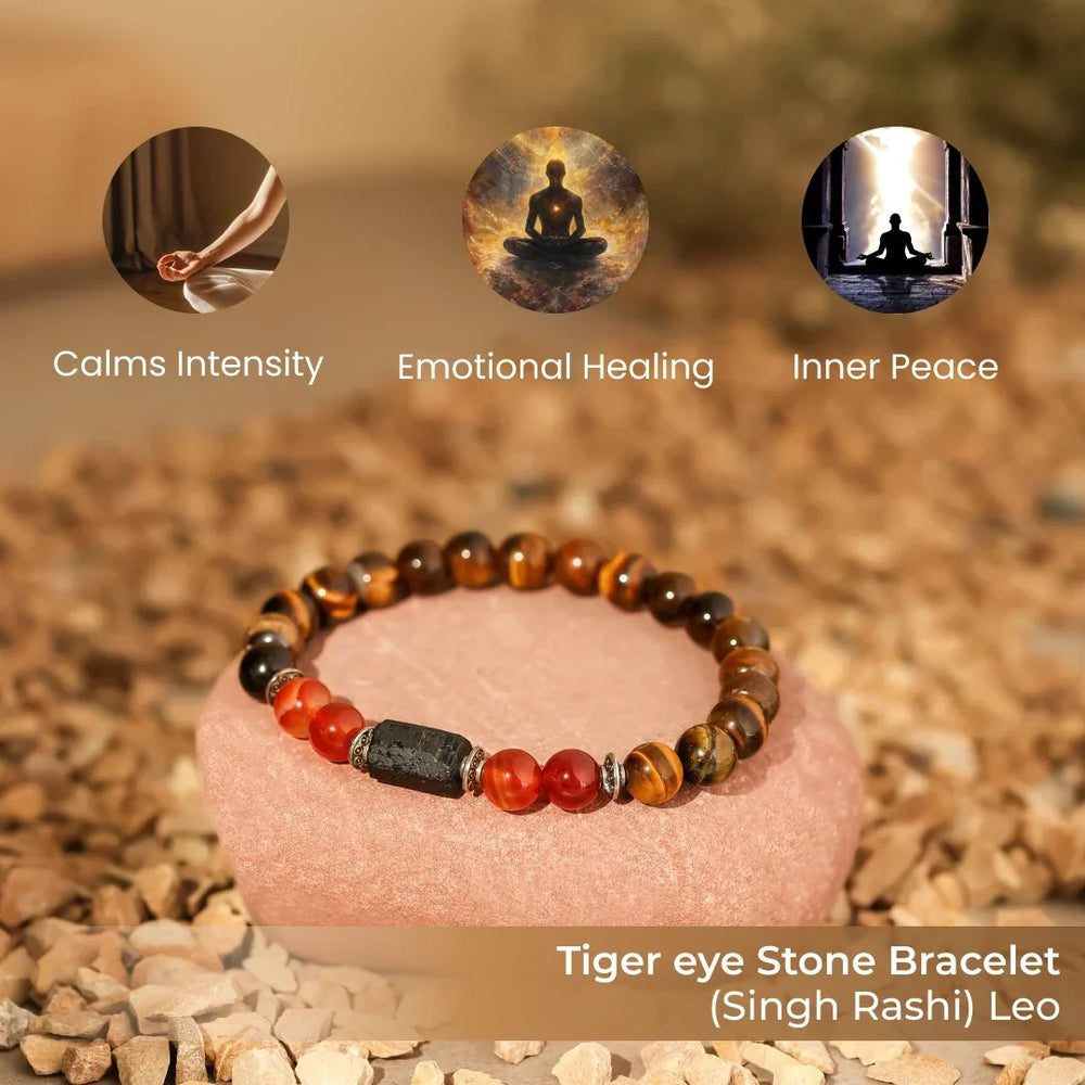 Artlesslife Leo Singh Rashi Tiger Eye Stone Bracelet