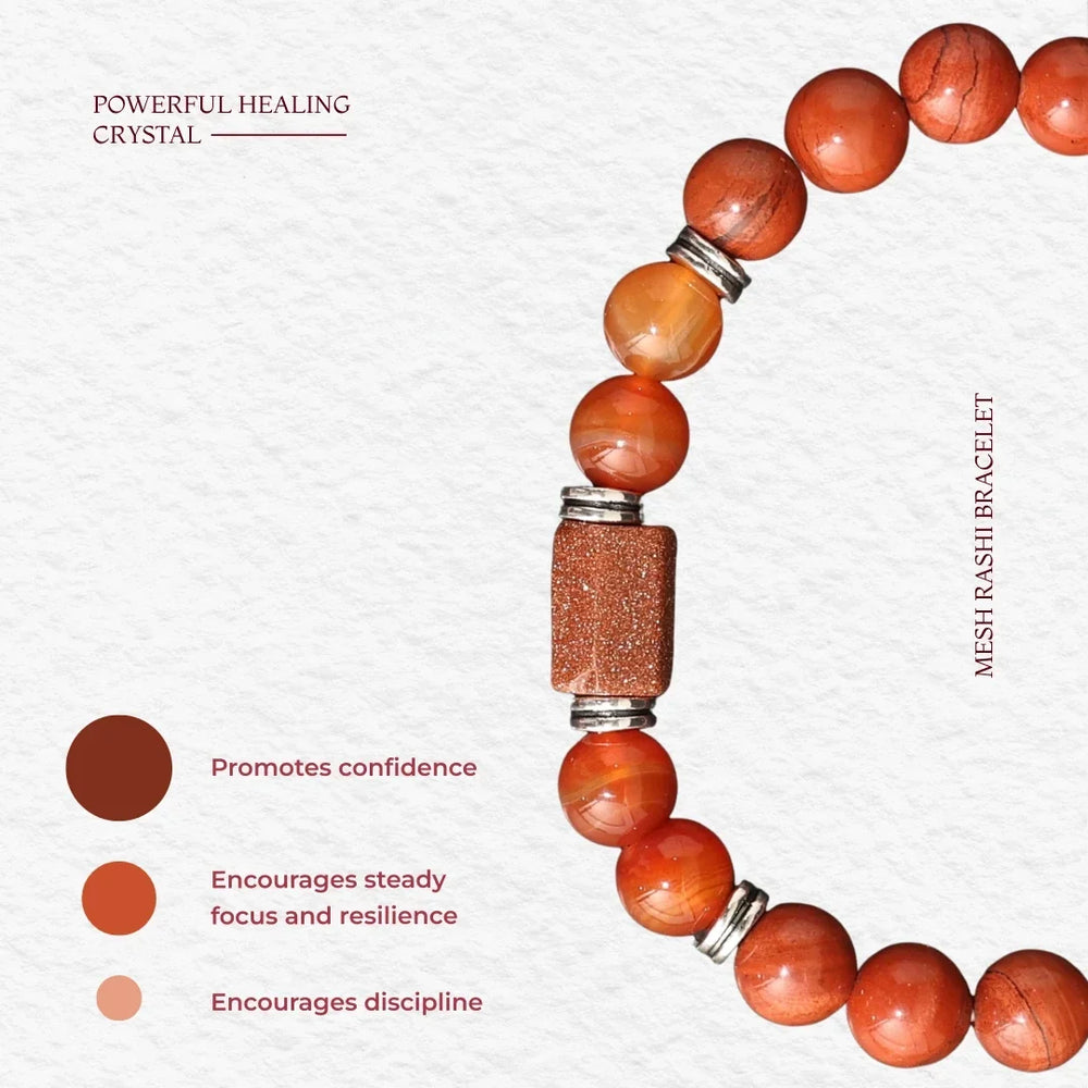 Artlesslife Aries Mesh Rashi Red Jasper Stone Bracelet