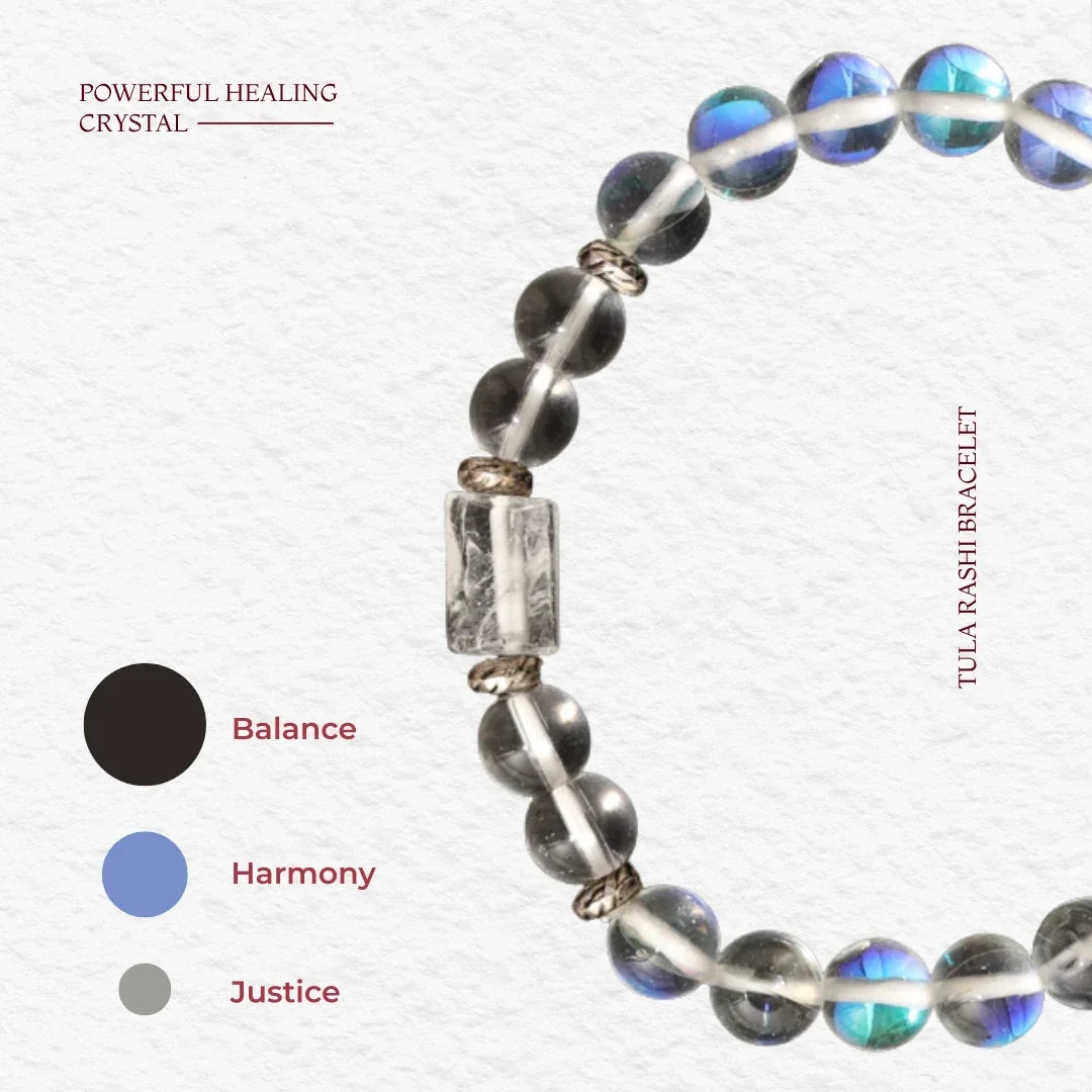 Artlesslife Libra Tula Rashi Rainbow Aura Stone Bracelet