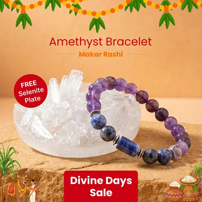 Artlesslife Capricorn Makar Rashi Amethyst Stone Bracelet