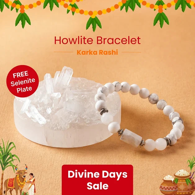 Artlesslife Cancer Karka Rashi Howlite Stone Bracelet