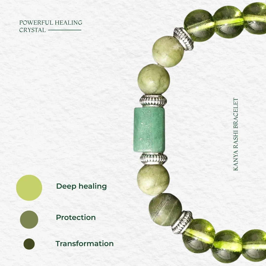 Artlesslife Wear Virgo Kanya Rashi Green Agate Stone Bracelet
