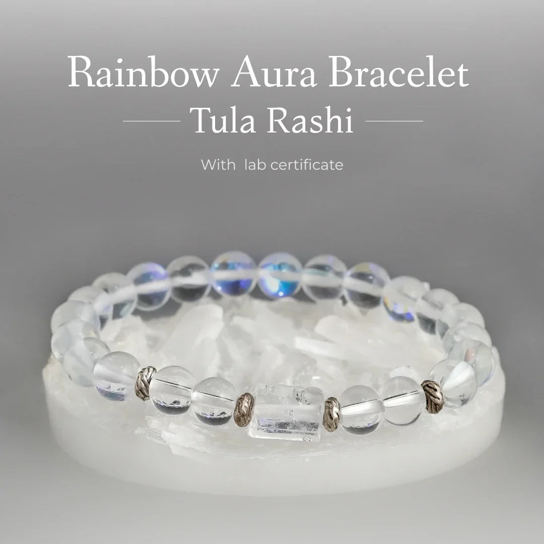 Artlesslife Libra Tula Rashi Rainbow Aura Stone Bracelet