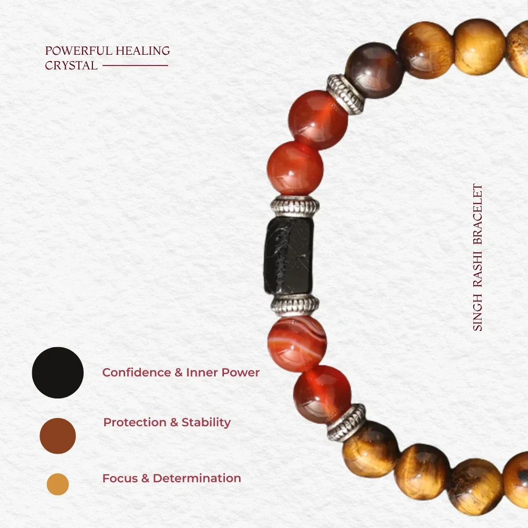 Artlesslife Leo Singh Rashi Tiger Eye Stone Bracelet