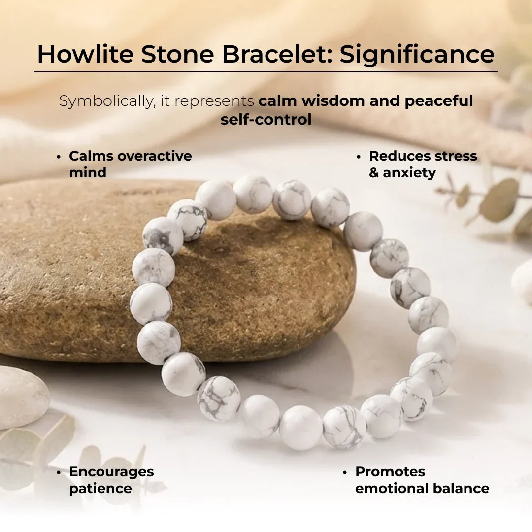 Artlesslife Genuine Howlite Stone Bracelet