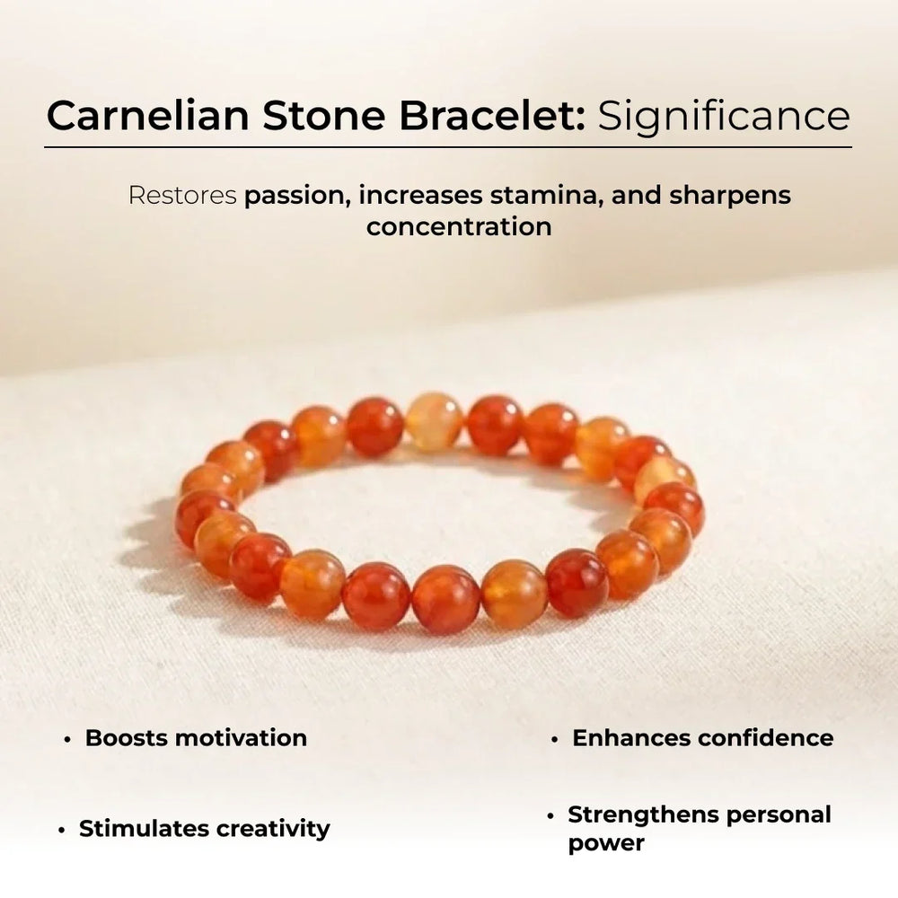 Artlesslife Genuine Carnelian Stone Bracelet