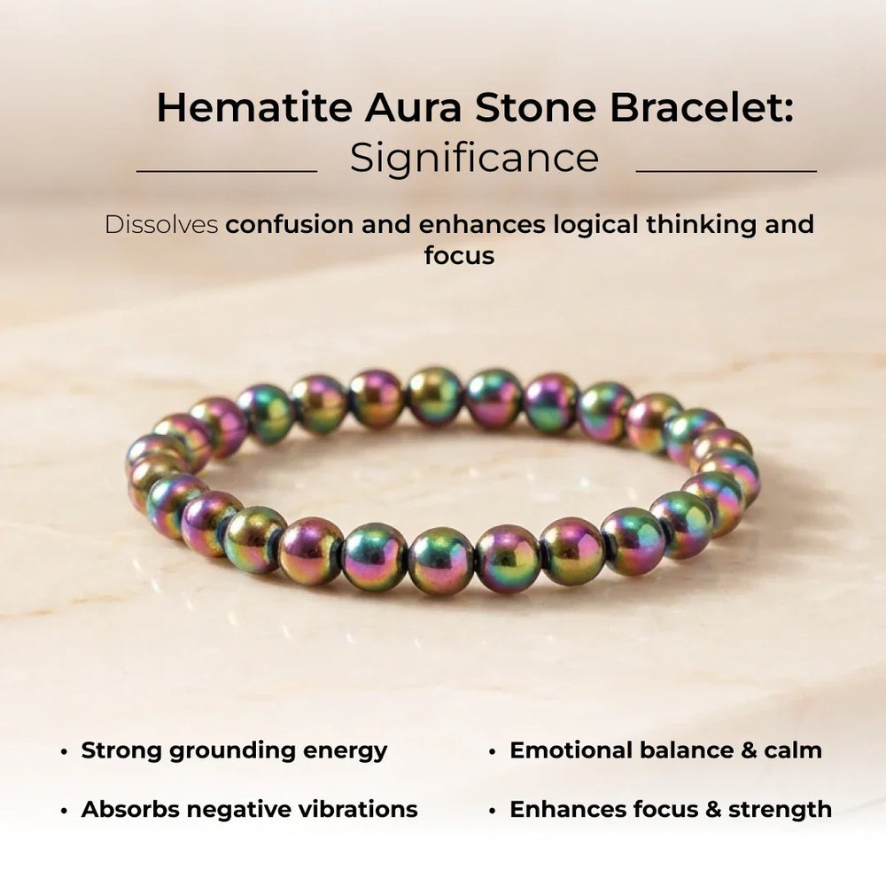 Artlesslife Genuine Hematite Aura Stone Bracelet