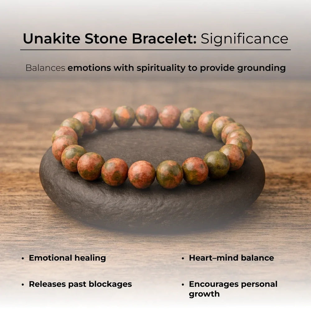 Artlesslife Genuine Unakite Stone Bracelet
