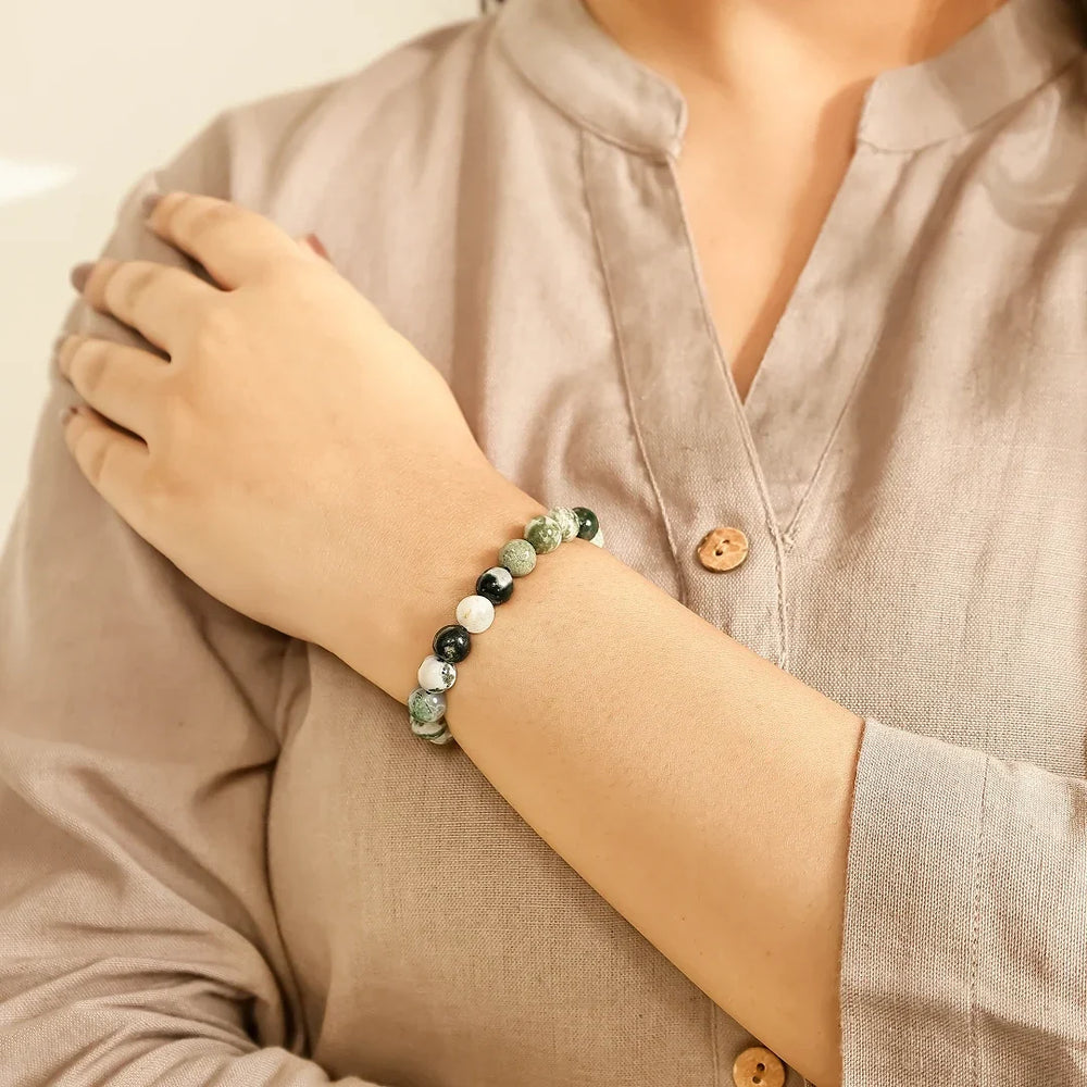 Artlesslife Genuine Tree Agate Stone Bracelet
