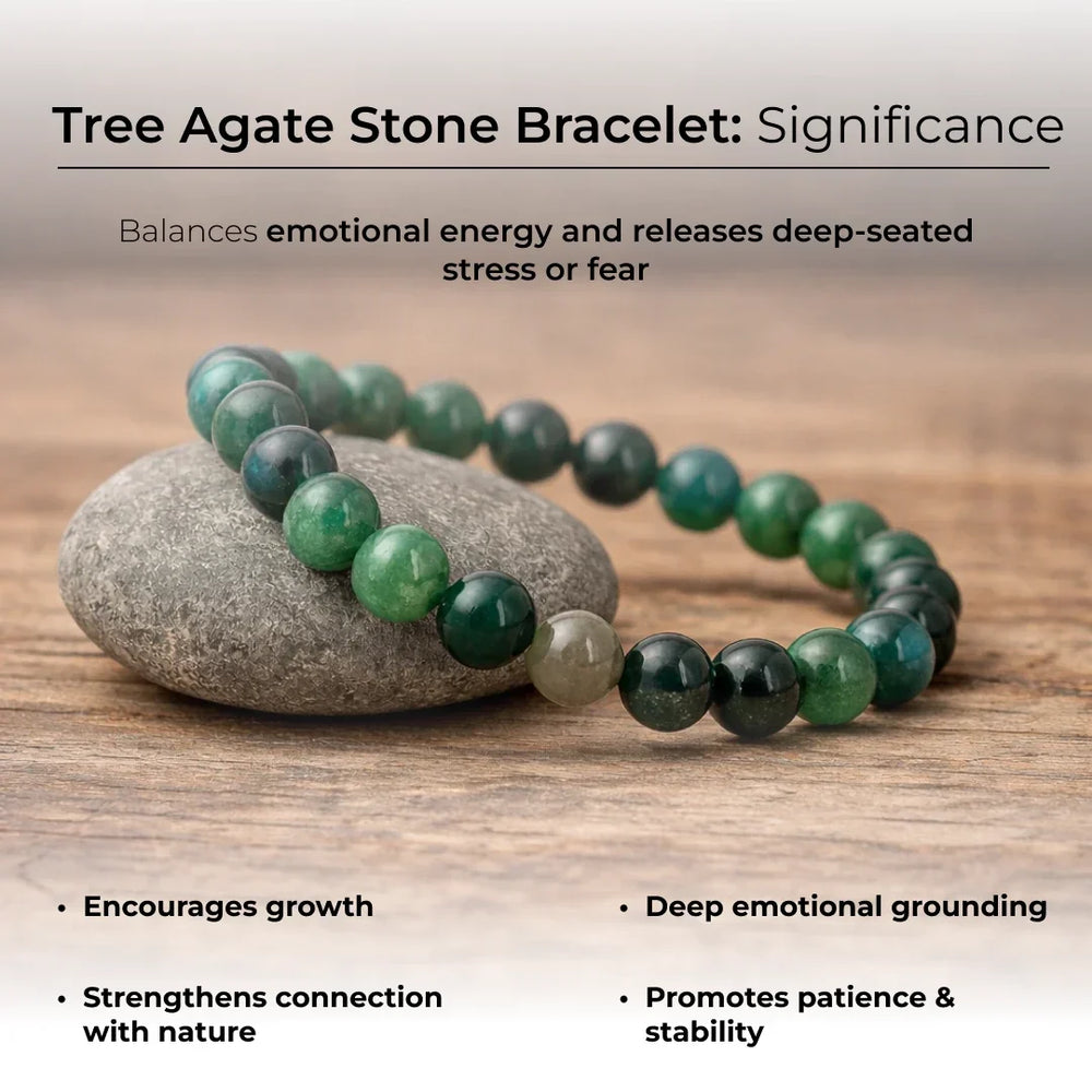 Artlesslife Wear Genuine Moss Agate Stone Bracelet