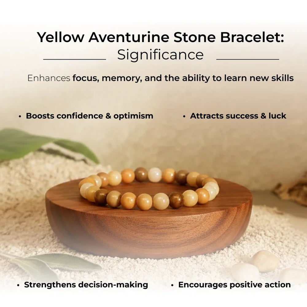 Artlesslife Genuine Yellow Aventurine Stone Bracelet