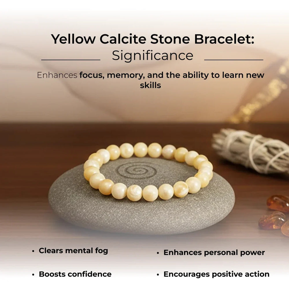 Artlesslife Genuine Yellow Calcite Stone Bracelet