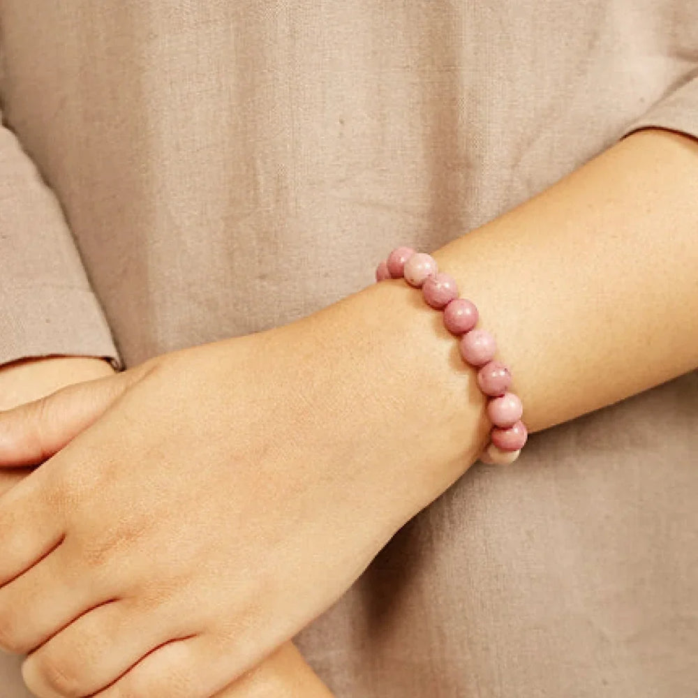 Artlesslife Genuine Rhodochrosite Stone Bracelet