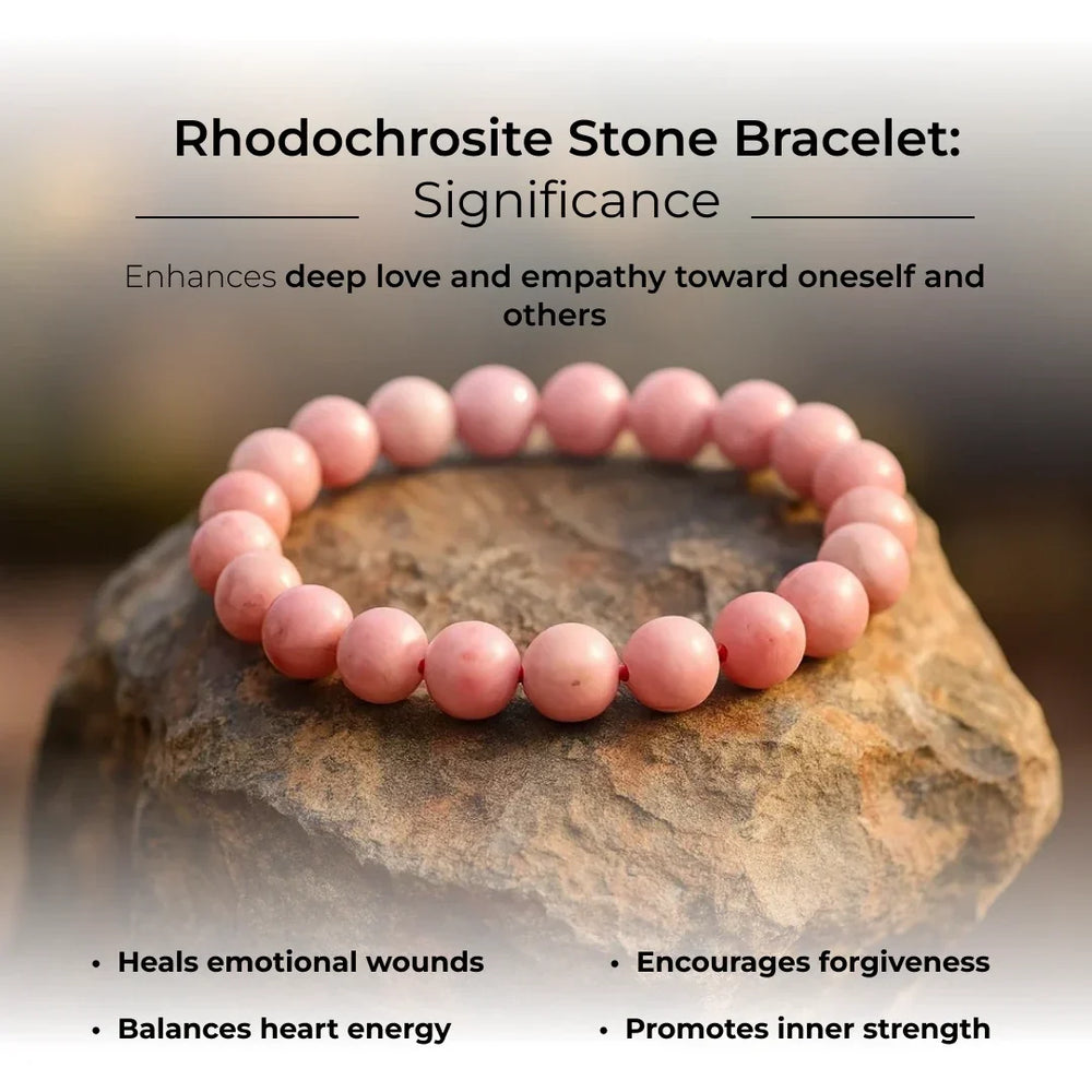 Artlesslife Genuine Rhodochrosite Stone Bracelet