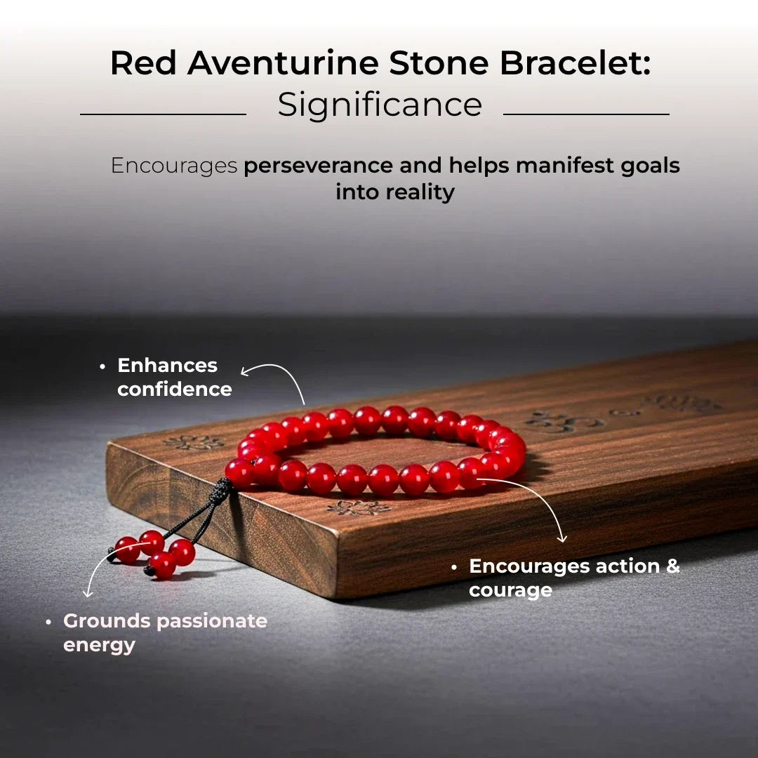 Artlesslife Genuine Red Aventurine Stone Bracelet
