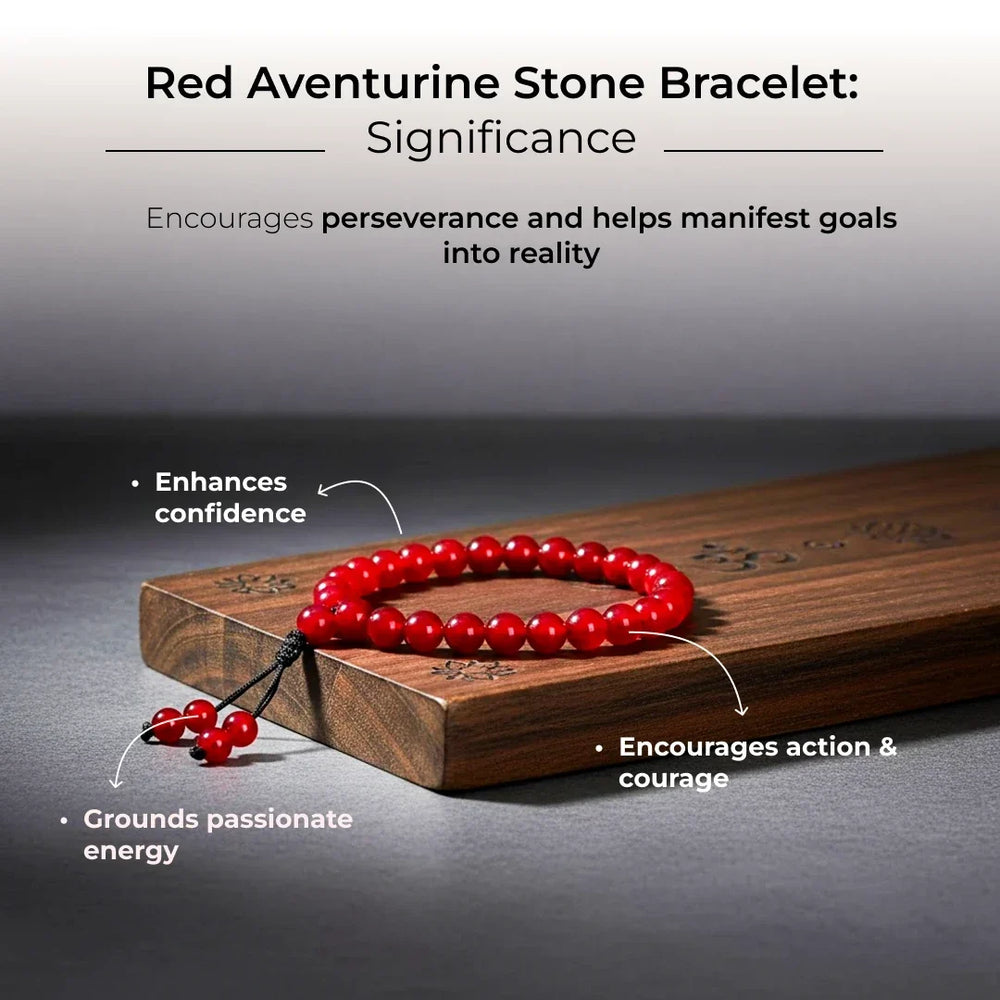 Artlesslife Wear Genuine Red Aventurine Stone Bracelet