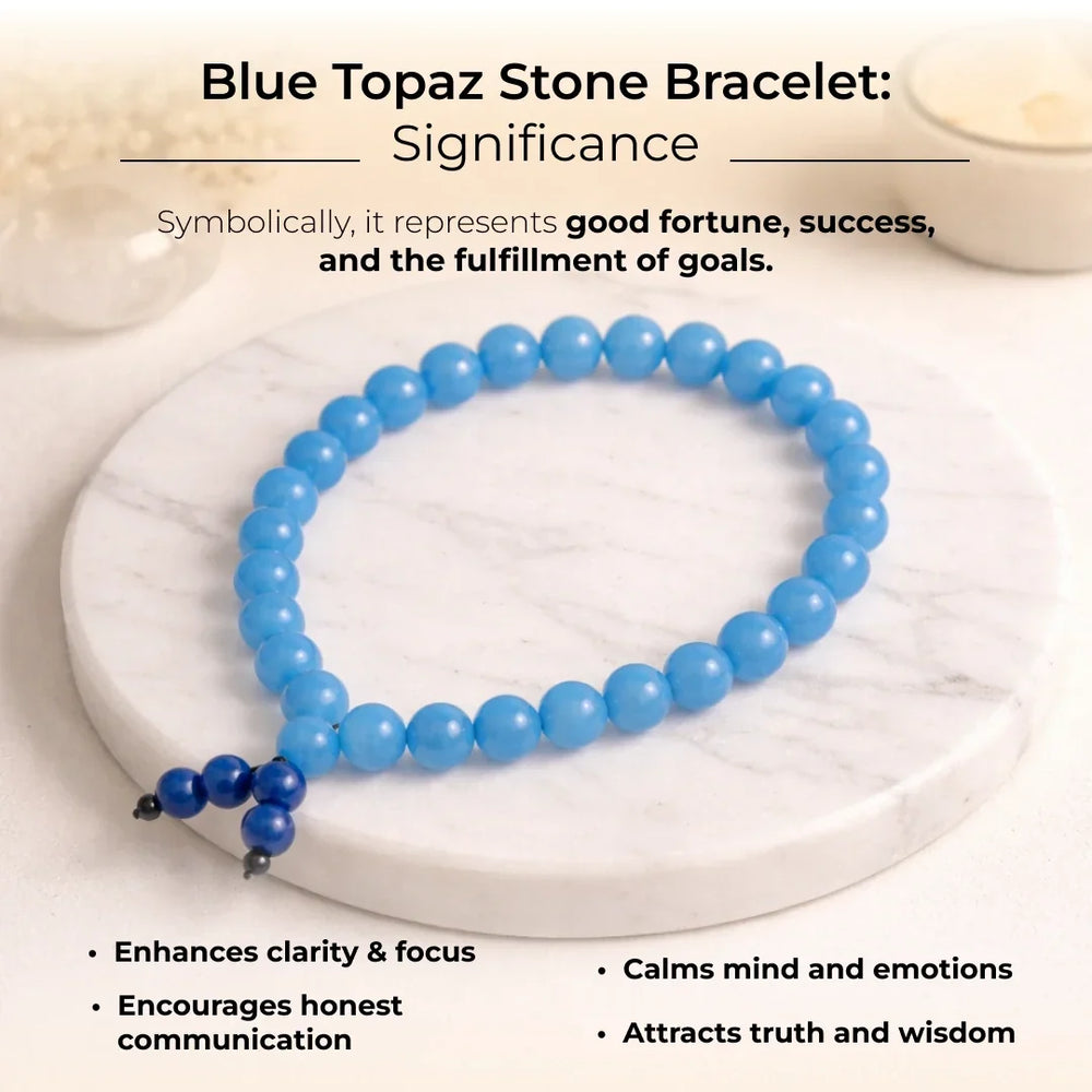 Artlesslife Genuine Blue Topaz Stone Bracelet
