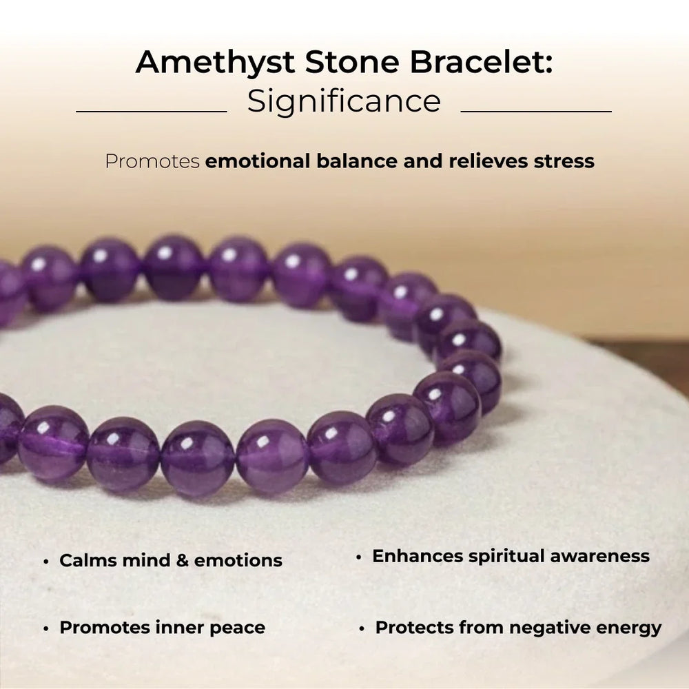 Artlesslife Wear Genuine Amethyst Stone Bracelet