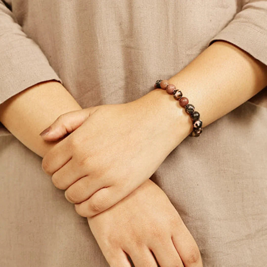 Artlesslife Genuine Rhodonite Stone Bracelet