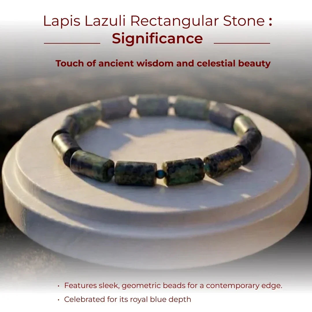 Artlesslife Genuine Lapis Lazuli Rectangular Stone Bracelet