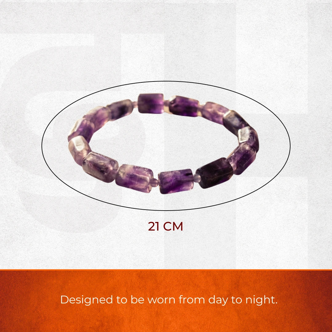 Artlesslife Wear Genuine Amethyst Rectangular Stone Bracelet