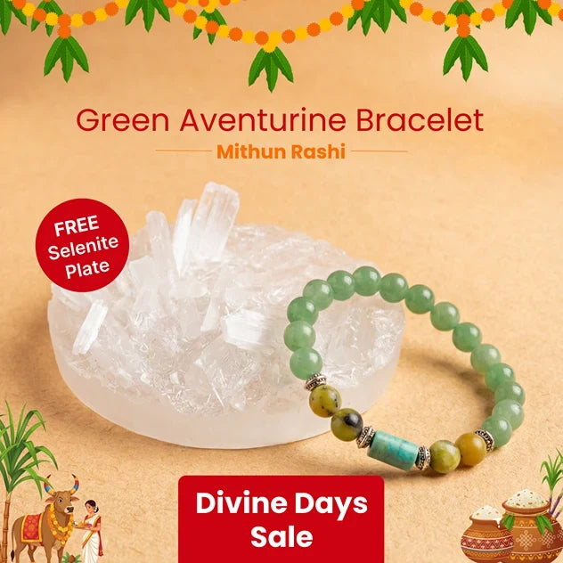 Artlesslife Gemini Mithun Rashi Green Aventurine Stone Bracelet