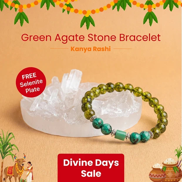 Artlesslife Virgo Kanya Rashi Green Agate Stone Bracelet