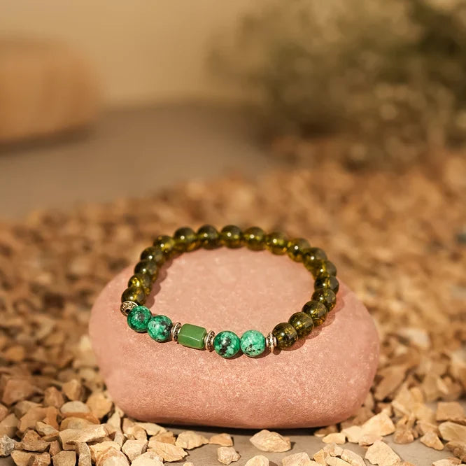 Artlesslife Virgo Kanya Rashi Green Agate Stone Bracelet