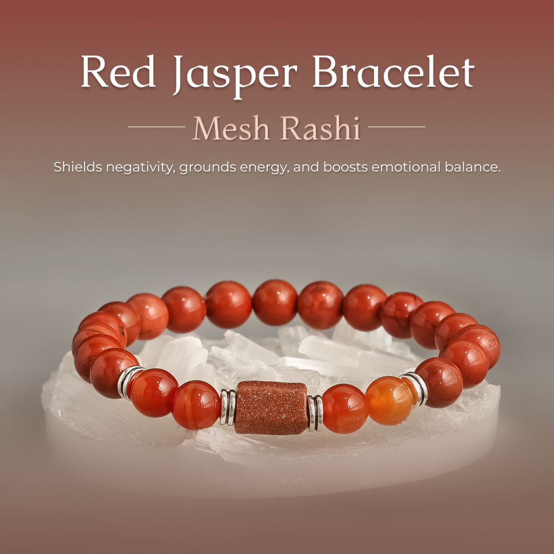 Artlesslife Aries Mesh Rashi Red Jasper Stone Bracelet