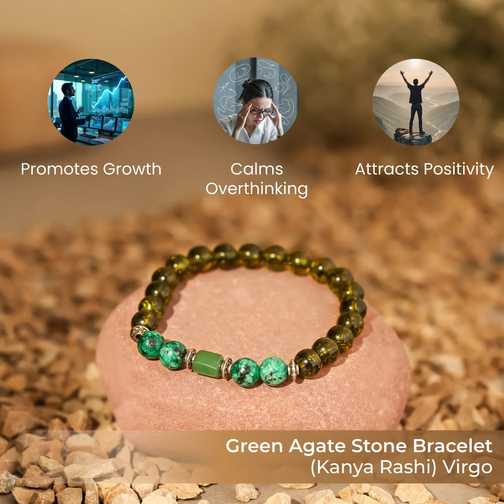 Artlesslife Wear Virgo Kanya Rashi Green Agate Stone Bracelet
