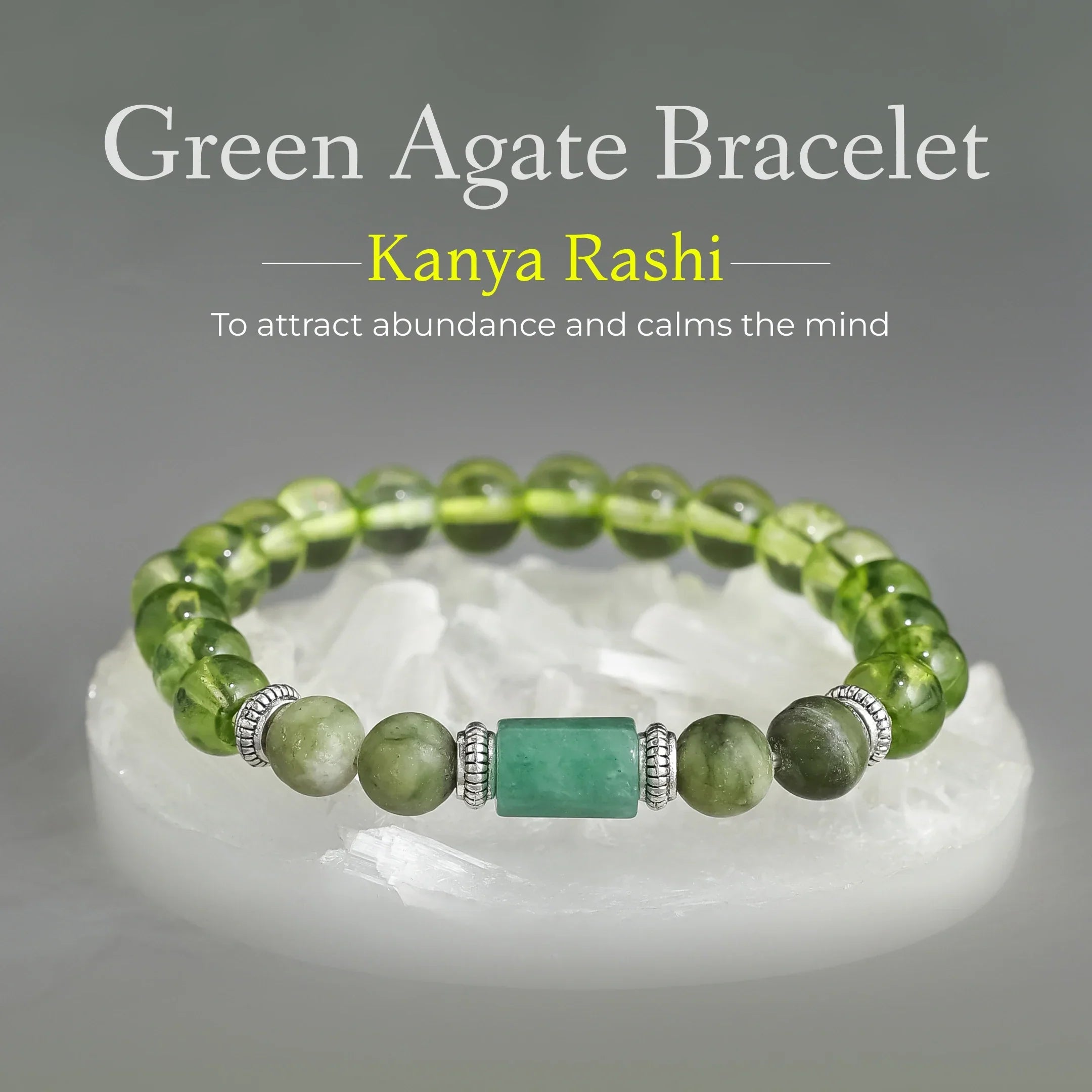 Artlesslife Virgo Kanya Rashi Green Agate Stone Bracelet